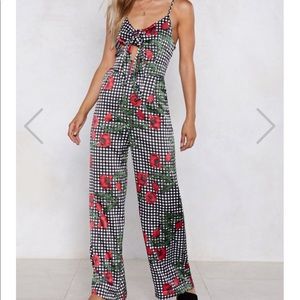 Nasty Gal Mother Rose Gingham Jumpsuit